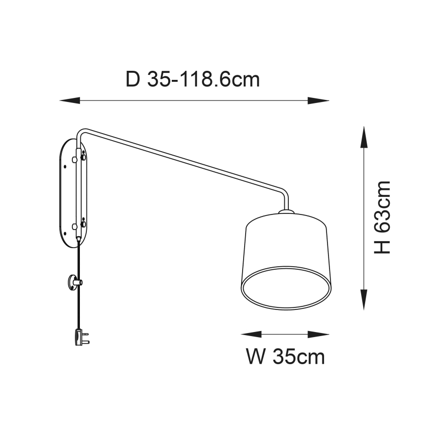 Endon 79380 - Aplique de parede CARLSON 1xE27/40W/230V cinzento/preto