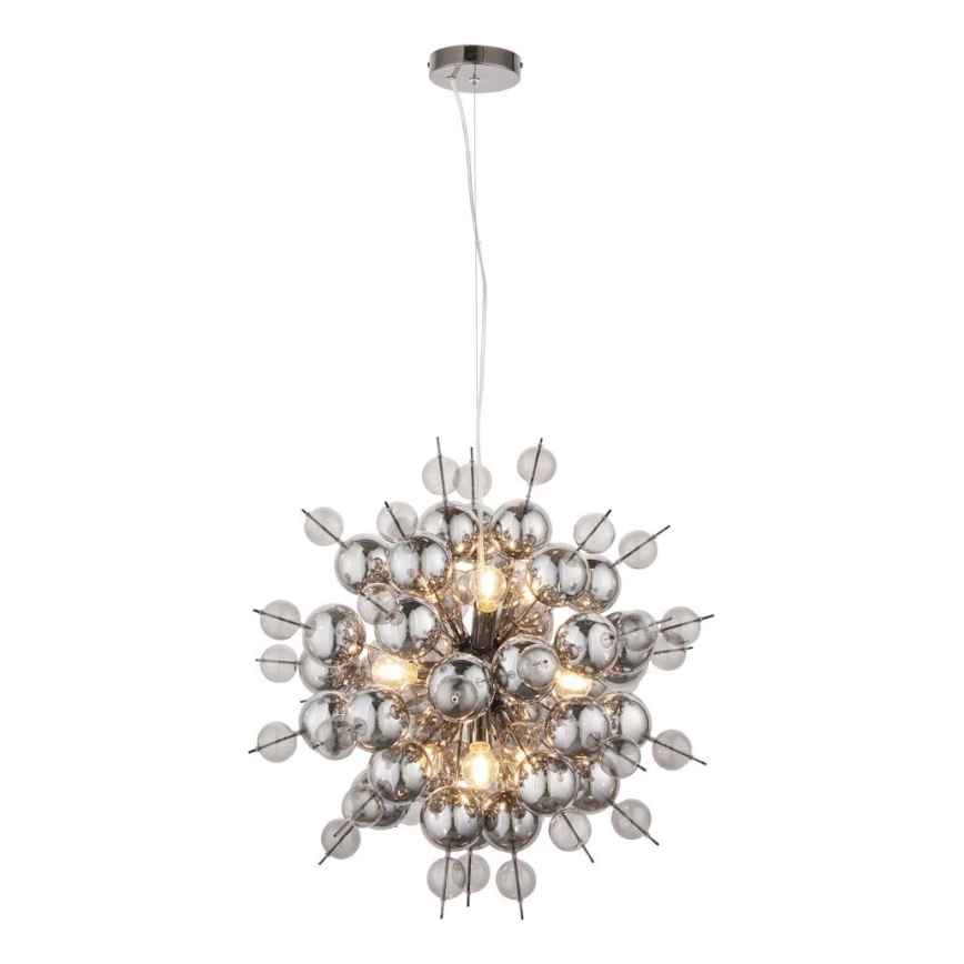 Endon 81583 - Lustre suspenso em cabo JOULES 9xE14/7W/230V cromado brilhante/fumê