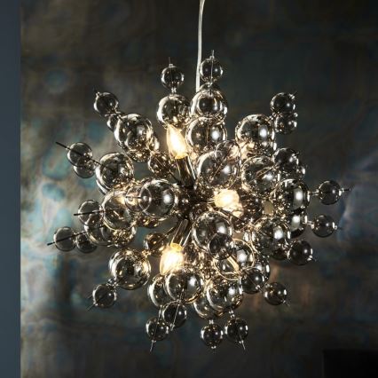 Endon 81583 - Lustre suspenso em cabo JOULES 9xE14/7W/230V cromado brilhante/fumê