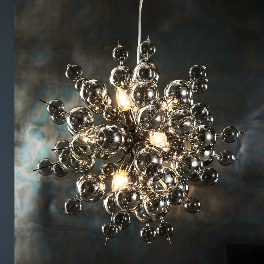 Endon 81583 - Lustre suspenso em cabo JOULES 9xE14/7W/230V cromado brilhante/fumê
