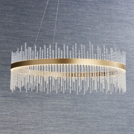 Endon 81908 - Candeeiro de teto LED regulável com cabo ADRIEL LED/58W/230V 3000K diâmetro 70 cm dourado/transparente
