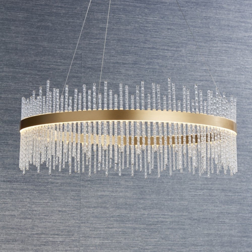 Endon 81908 - Candeeiro de teto LED regulável com cabo ADRIEL LED/58W/230V 3000K diâmetro 70 cm dourado/transparente