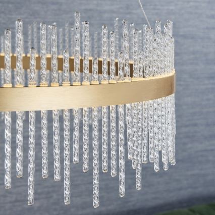 Endon 81908 - Candeeiro de teto LED regulável com cabo ADRIEL LED/58W/230V 3000K diâmetro 70 cm dourado/transparente
