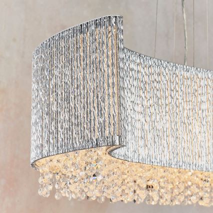 Endon 81979 - Lustre de cristal suspenso em cabo GALINA 8xG9/25W/230V, cromo brilhante