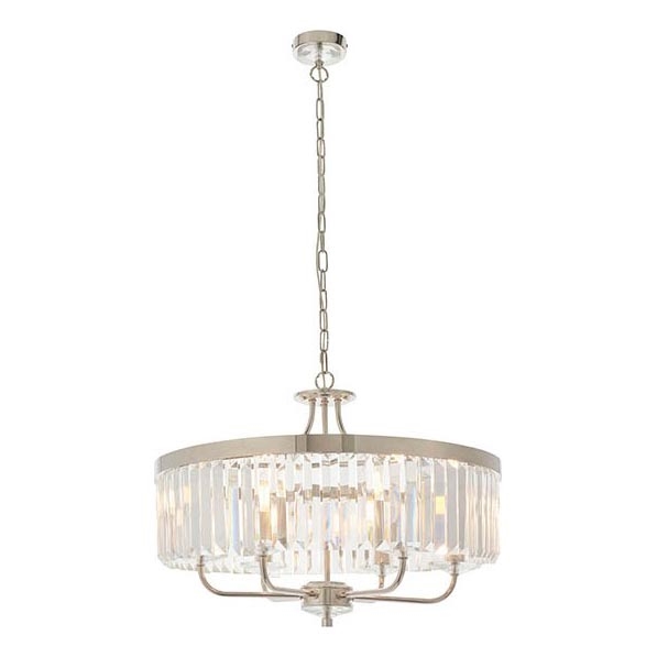 Endon 90263 - Lustre suspenso por corrente CHESTERFIELD 6xE14/6W/230V diâmetro 55 cm cromado brilhante