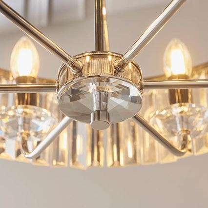 Endon 90263 - Lustre suspenso por corrente CHESTERFIELD 6xE14/6W/230V diâmetro 55 cm cromado brilhante