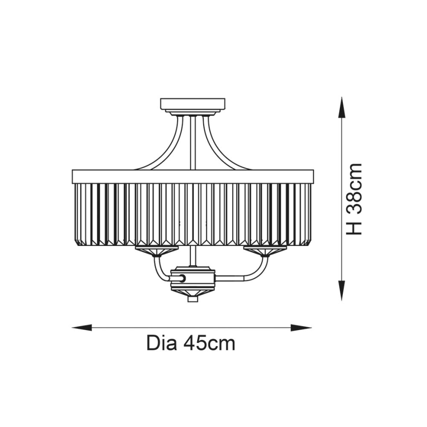 Endon 90264 - Lustre de montagem superficial CHESTERFIELD 3xE14/6W/230V Ø 45 cm cromo brilhante