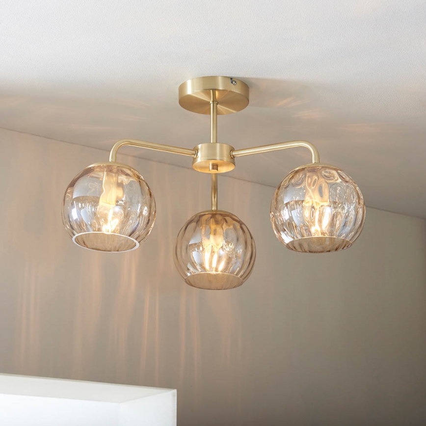 Endon 91968 - Plafon DIMPLE 3xE14/25W/230V dourado/bege fumê