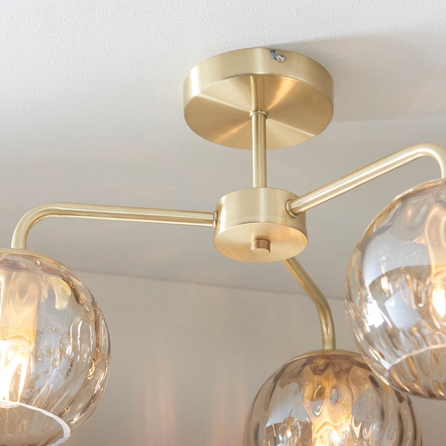 Endon 91968 - Plafon DIMPLE 3xE14/25W/230V dourado/bege fumê