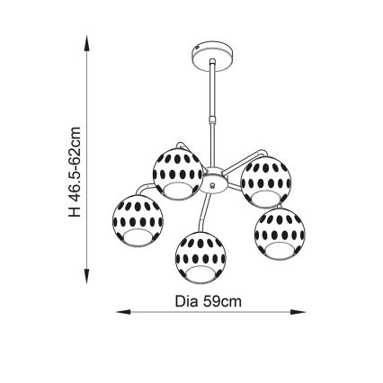 Endon 91969 - Lustre com haste DIMPLE 5xE14/7W/230V dourado