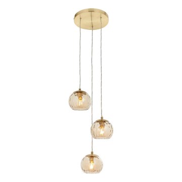 Endon 91971 - Lustre em cabo DIMPLE 3xE14/7W/230V dourado/bege fumê
