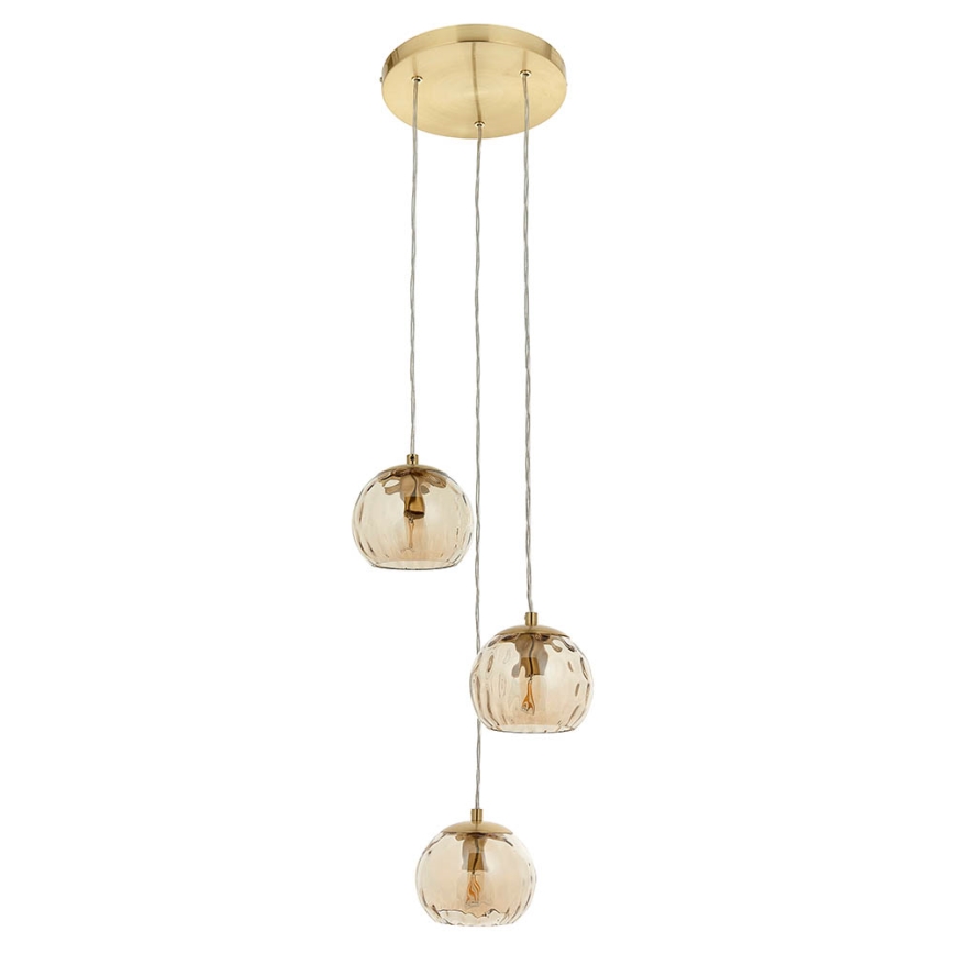 Endon 91971 - Lustre em cabo DIMPLE 3xE14/7W/230V dourado/bege fumê
