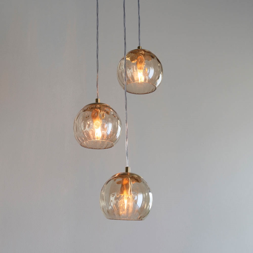Endon 91971 - Lustre em cabo DIMPLE 3xE14/7W/230V dourado/bege fumê