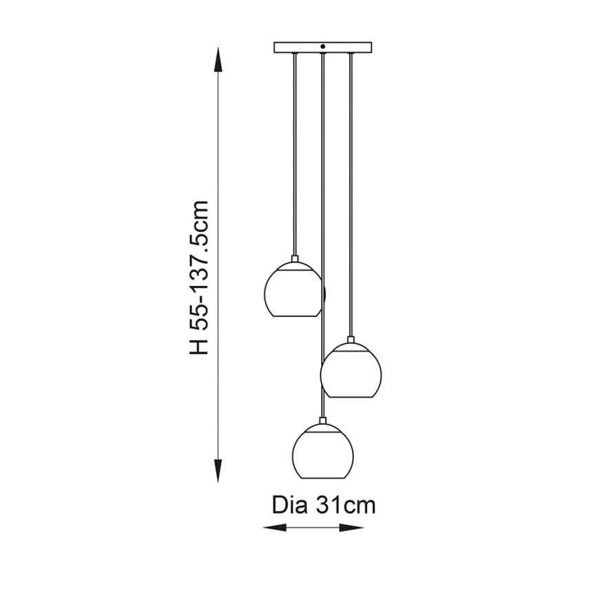 Endon 91971 - Lustre em cabo DIMPLE 3xE14/7W/230V dourado/bege fumê