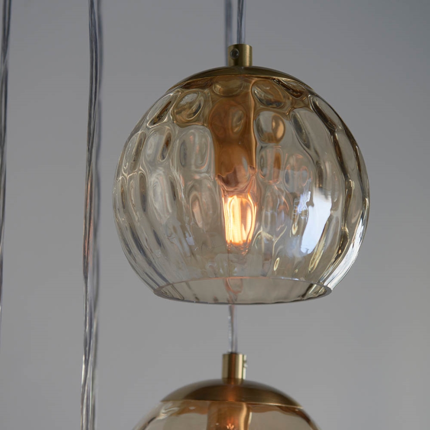 Endon 91972 - Lustre suspenso com cabo DIMPLE 5xE14/7W/230V dourado/bege fumê