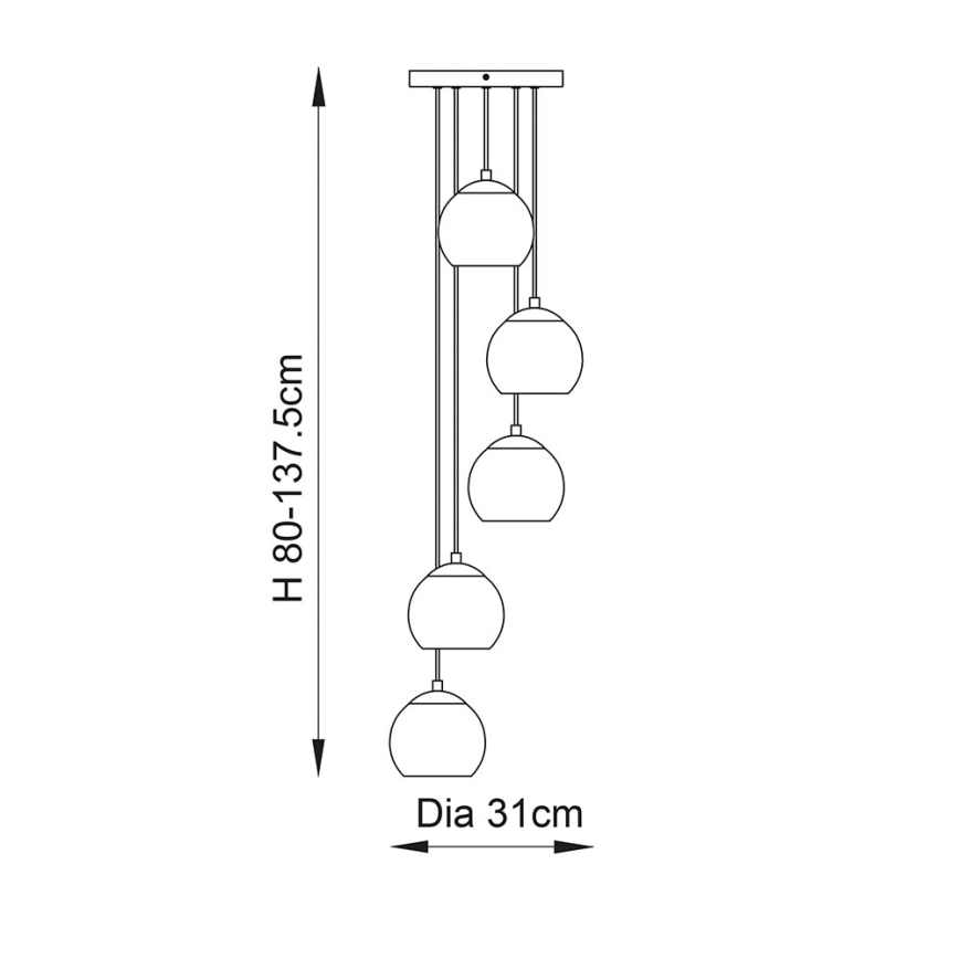 Endon 91972 - Lustre suspenso com cabo DIMPLE 5xE14/7W/230V dourado/bege fumê