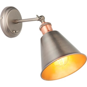 Endon 92866 - Aplique de parede halogéneo 1xE27/10W/230V cromo fosco/cobre