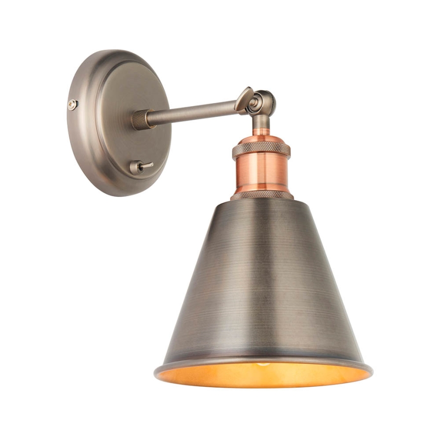 Endon 92866 - Aplique de parede halogéneo 1xE27/10W/230V cromo fosco/cobre
