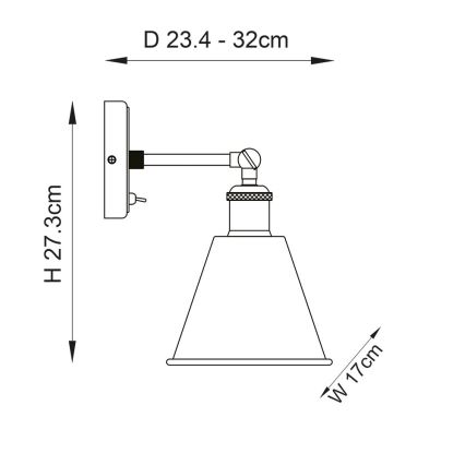 Endon 92866 - Aplique de parede halogéneo 1xE27/10W/230V cromo fosco/cobre