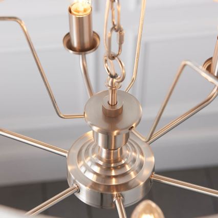 Endon 94357 - Lustre com corrente HIGHCLERE 6xE14/40W/230V diâmetro 55 cm bege/cromado mate