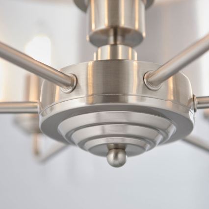 Endon 94357 - Lustre com corrente HIGHCLERE 6xE14/40W/230V diâmetro 55 cm bege/cromado mate