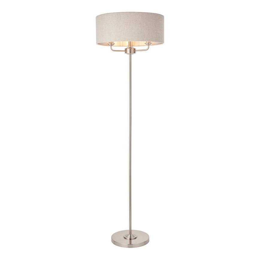 Endon 94359 - Candeeiro de chão HIGHCLERE 3xE14/40W/230V bege/cromado brilhante diâmetro 47 cm