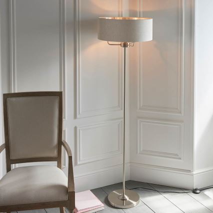 Endon 94359 - Candeeiro de chão HIGHCLERE 3xE14/40W/230V bege/cromado brilhante diâmetro 47 cm