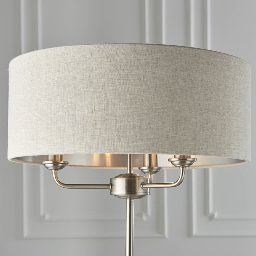 Endon 94359 - Candeeiro de chão HIGHCLERE 3xE14/40W/230V bege/cromado brilhante diâmetro 47 cm