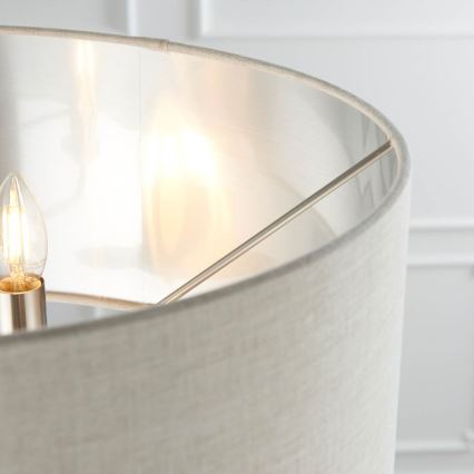 Endon 94359 - Candeeiro de chão HIGHCLERE 3xE14/40W/230V bege/cromado brilhante diâmetro 47 cm