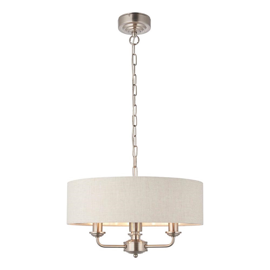 Endon 94361 - Candeeiro suspenso HIGHCLERE 3xE14/40W/230V bege/cromado mate