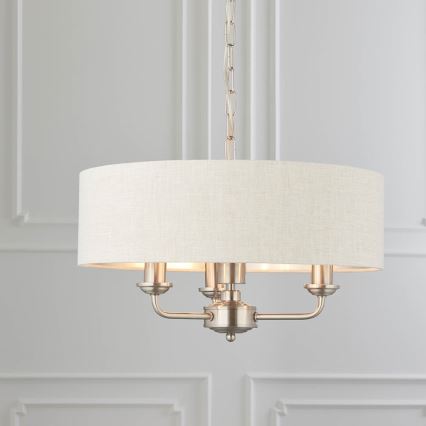 Endon 94361 - Candeeiro suspenso HIGHCLERE 3xE14/40W/230V bege/cromado mate