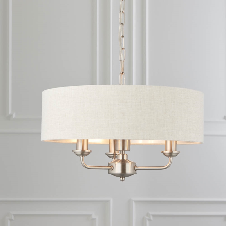 Endon 94361 - Candeeiro suspenso HIGHCLERE 3xE14/40W/230V bege/cromado mate