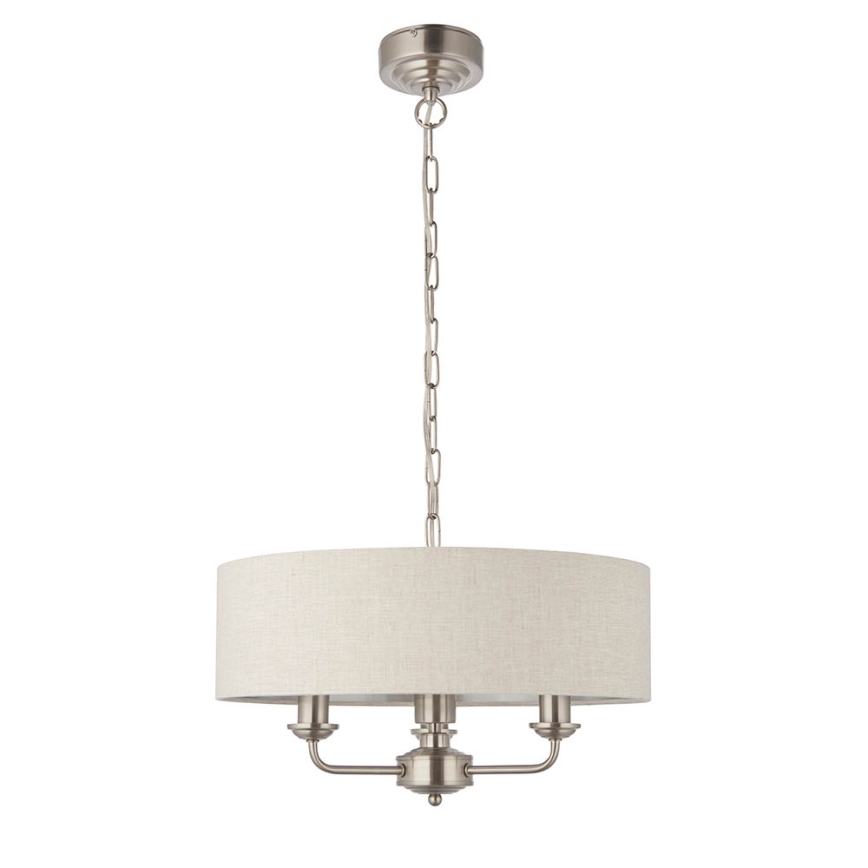 Endon 94361 - Candeeiro suspenso HIGHCLERE 3xE14/40W/230V bege/cromado mate