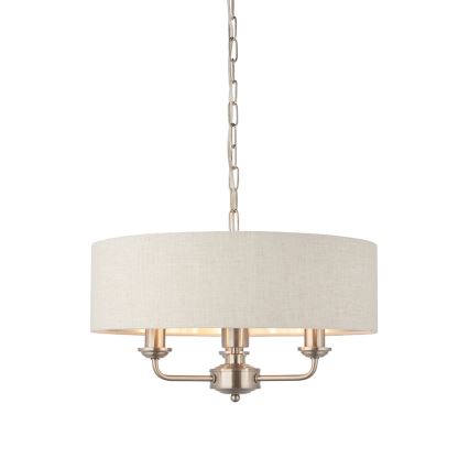 Endon 94361 - Candeeiro suspenso HIGHCLERE 3xE14/40W/230V bege/cromado mate