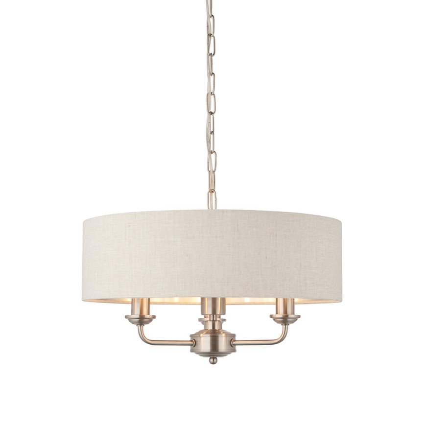 Endon 94361 - Candeeiro suspenso HIGHCLERE 3xE14/40W/230V bege/cromado mate