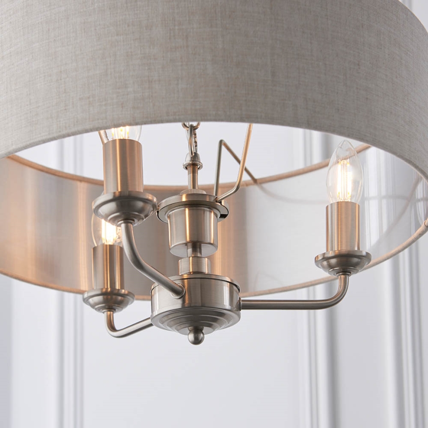 Endon 94361 - Candeeiro suspenso HIGHCLERE 3xE14/40W/230V bege/cromado mate