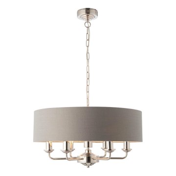 Endon 94373 - Candeeiro suspenso HIGHCLERE 6xE14/40W/230V cinzento/cromado brilhante