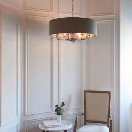 Endon 94373 - Candeeiro suspenso HIGHCLERE 6xE14/40W/230V cinzento/cromado brilhante