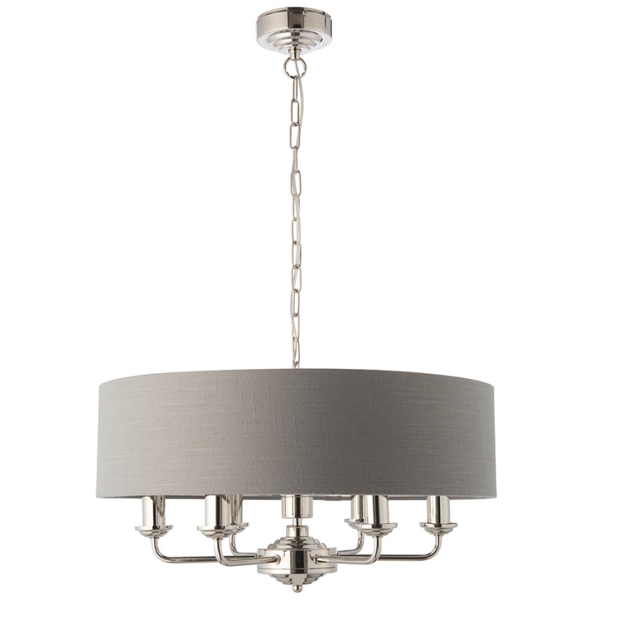 Endon 94373 - Candeeiro suspenso HIGHCLERE 6xE14/40W/230V cinzento/cromado brilhante