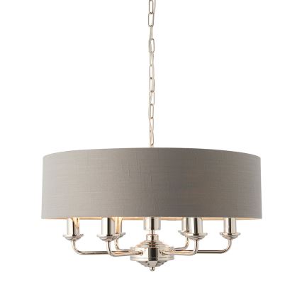Endon 94373 - Candeeiro suspenso HIGHCLERE 6xE14/40W/230V cinzento/cromado brilhante