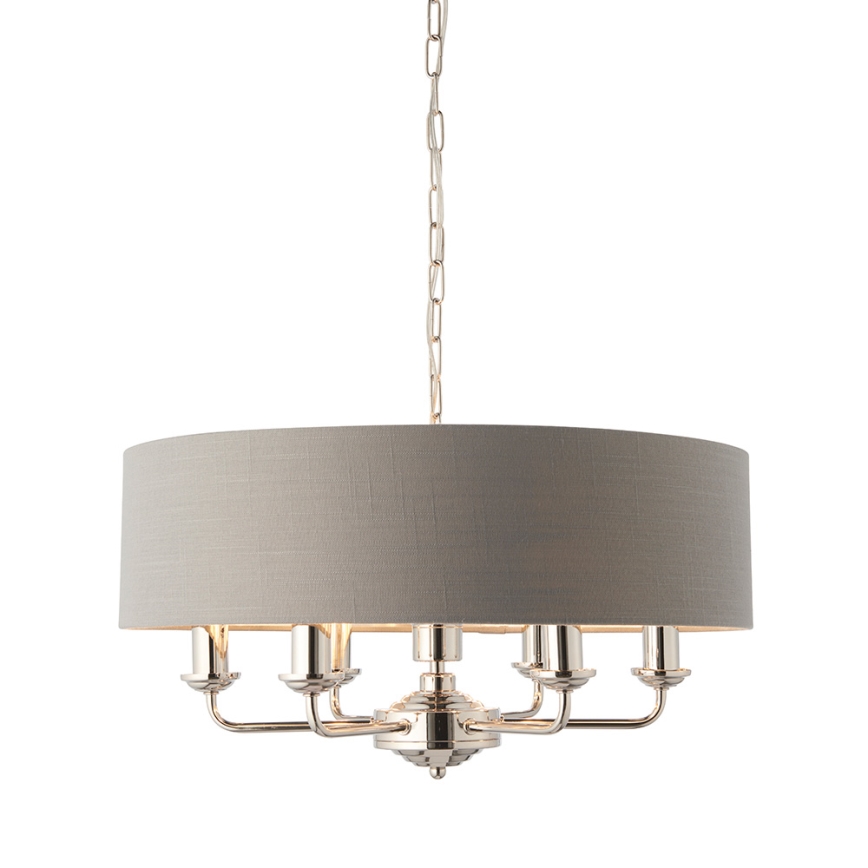 Endon 94373 - Candeeiro suspenso HIGHCLERE 6xE14/40W/230V cinzento/cromado brilhante