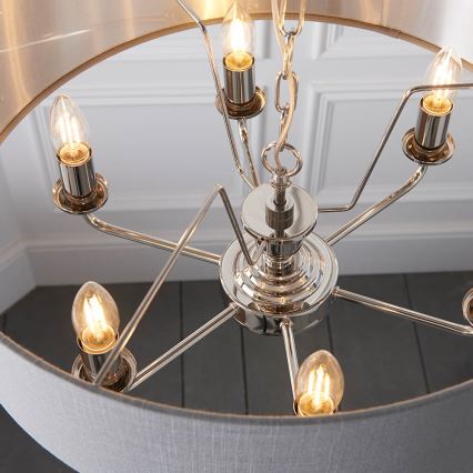 Endon 94373 - Candeeiro suspenso HIGHCLERE 6xE14/40W/230V cinzento/cromado brilhante