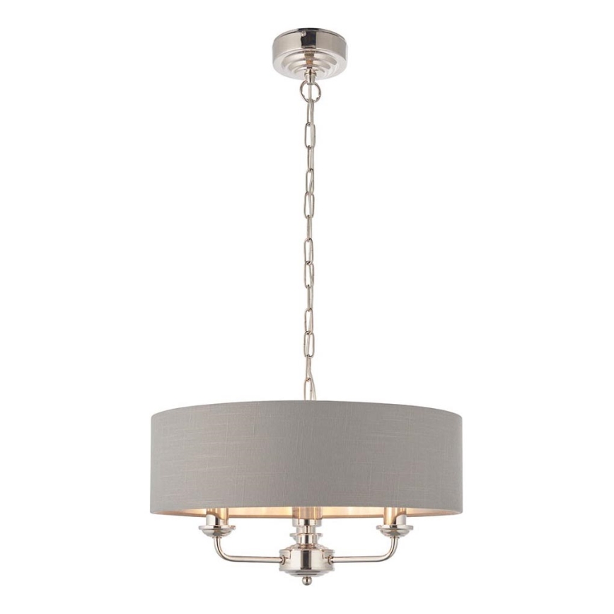 Endon 94377 - Candeeiro suspenso HIGHCLERE 3xE14/40W/230V cinzento/cromado brilhante