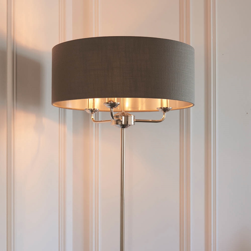 Endon 94378 - Candeeiro de chão HIGHCLERE 1xE14/40W/230V cinzento/cromado brilhante