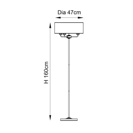 Endon 94378 - Candeeiro de chão HIGHCLERE 1xE14/40W/230V cinzento/cromado brilhante
