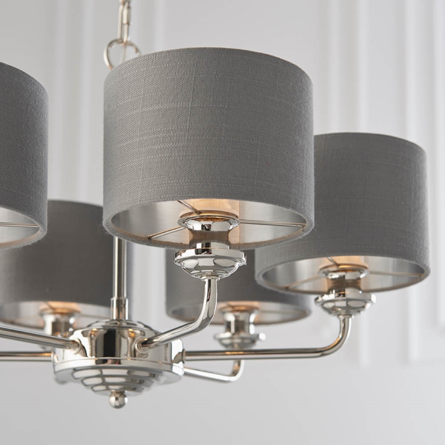 Endon 94381 - Candeeiro suspenso HIGHCLERE 6xE14/28W/230V cinzento/cromado brilhante