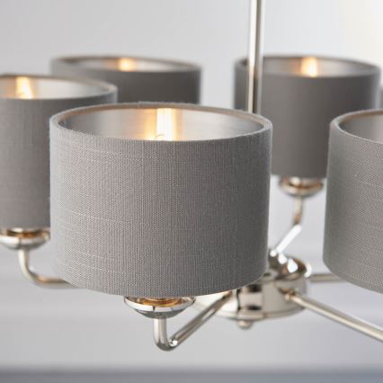 Endon 94381 - Candeeiro suspenso HIGHCLERE 6xE14/28W/230V cinzento/cromado brilhante