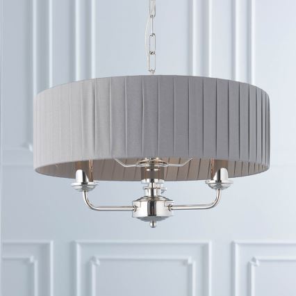 Endon 94394 - Candeeiro suspenso HIGHCLERE 3xE14/40W/230V cinzento escuro/cromado brilhante