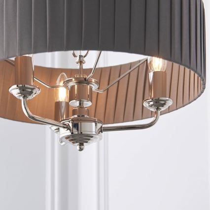 Endon 94394 - Candeeiro suspenso HIGHCLERE 3xE14/40W/230V cinzento escuro/cromado brilhante