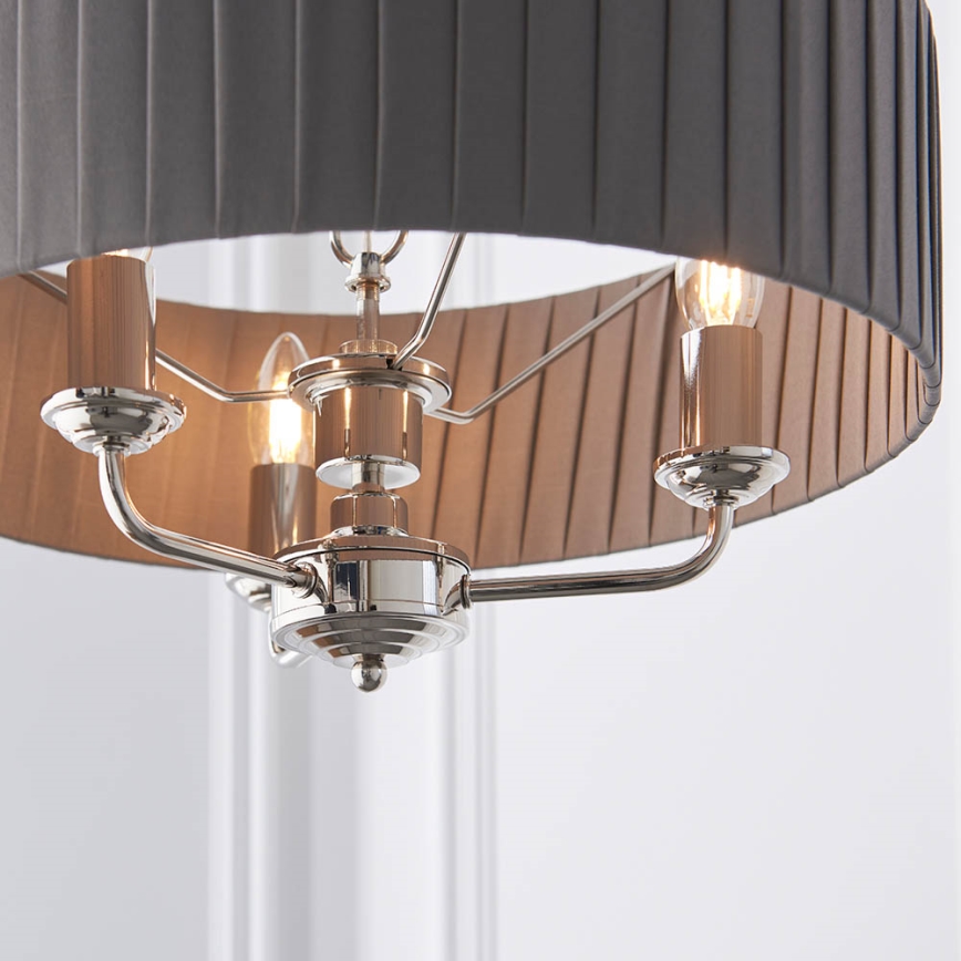 Endon 94394 - Candeeiro suspenso HIGHCLERE 3xE14/40W/230V cinzento escuro/cromado brilhante